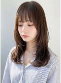 顔周りレイヤーカット×ブリーチなしカラー/韓国風くびれヘア