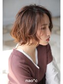 【nao*c 富雄店】ゆるふわウェーブ☆大人可愛いミディーヘア