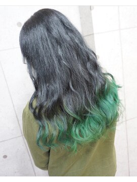ヘアテリア リュウ 大塚(hair teria ryu) 裾カラーグラデーショングリーン