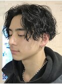 センターパート/ツイストスパイラルパーマ/ツーブロ