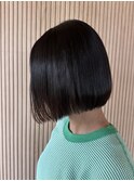シンプルワンレンボブ暗髪カラー20代30代