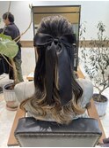 結婚式お呼ばれハーフアップ