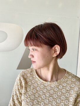 ピエドプールポッシュ(PiED DE POULE POCHE) ブリーチ無し高発色カラー  ×  ミニマムボブ