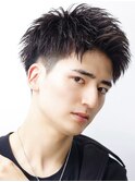 アップバングショート【黒髪短髪ツーブロック刈り上げ】