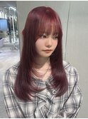 【暖音】ブリーチワインレッドで透明感ある可愛いカラー