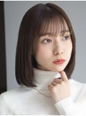 イメチェン 外ハネボブ 美髪 ワイドバング ミディアム 艶