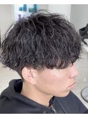 桑名メンズパーマ波巻きパーマプードルパーママッシュウルフ強め