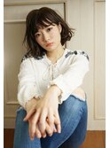 学生限定  暗髪ボブは脱力感のある大きめゆるめパーマが可愛い
