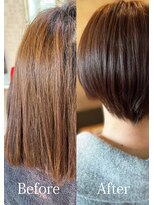 アークスヘアー&nbsp;べージュアッシュ前下がりストレート大人ボブリップライン