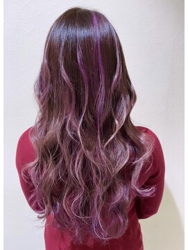 イマージュヘアー バレイヤージュピンクカラー