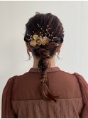 金箔ヘア　結婚式　パーティ　卒入学式　ヘアアレンジ