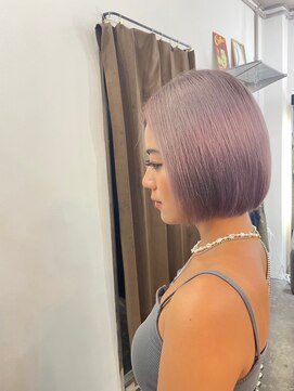 ガーデン ジングウマエ(GARDEN jingumae) 栗原,切りっぱなしボブ美髪ピンクブラウンピンクバイオレットa35