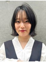 【Noa】小顔ネビージュ黒髪秋色透明感カラーワンレンボブルフ