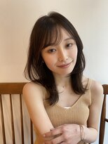 大人かわいい小顔くびレイヤー顔まわりレイヤー艶髪まろベージュ