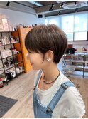 大人ショートボブ丸みショートカットマッシュショート前髪あり