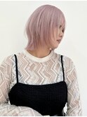 ピンクラベンダー×外はねレイヤーボブ