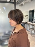 くびれショートボブ40代50代グレイカラー白髪染め白髪ぼかし