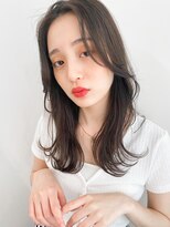 くびれヘアアプリコットオレンジ夏ヘアハイライトカラー