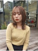 ミディアムレイヤーカットボブウルフ/10代20代/インナーカラー