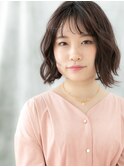 暖色カラーでシースルー前髪の柔らか大人ボブｆ小山20代30代40代