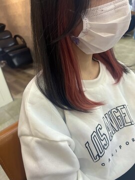 アジールヘア 北千住駅西口店(agir hair) インナーカラーイヤリングカラーピンクヘア暖色カラー【北千住】