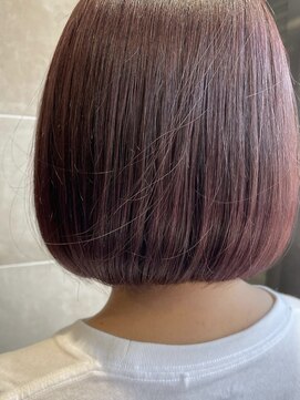 ヌークバイラヴェスト 四日市(neuk by lovest) 丸みボブ×ピンクブラウン