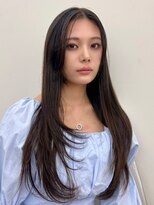 ノク 渋谷(nok)&nbsp;大人っぽ韓国ネイビーブルージュ前髪カット顔まわりレイヤー