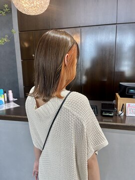 アールトゥーヘアー(art To Hair) グレージュ/オレンジ/インナーカラー/イヤリングカラー