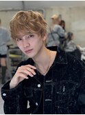 ダウンパーマメンズカットフェザーショートパーマセンターパート