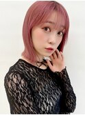 韓国ボブ/切りっぱなしボブ/ピンクカラー/Minori
