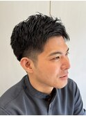 メンズビジネスショート爽やかアップバング理容眉毛カット顔剃り