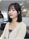 ダークブラウン,ぱっつんシースルーバンク
