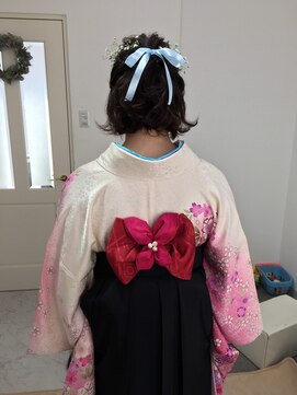 リッシュ 都賀店(Lish) 袴の帯アレンジに編み込みハーフアップ