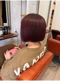ボブ×ワインレッド