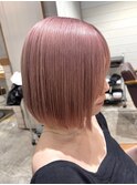 ペールピンクバイオレットピンクイメチェン外ハネボブ美髪