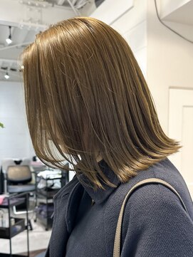 ラレイ ハラジュク(Lalei harajuku) 【白石】ブリーチなしオリーブベージュ外ハネボブ原宿