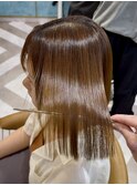 ブリーチなしチェリーブラウン髪質改善縮毛矯正酸性ストレート