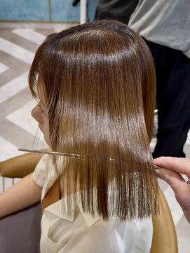 ロンドアベニール 北千住(Lond avenir) ブリーチなしチェリーブラウン髪質改善縮毛矯正酸性ストレート