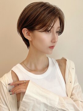 セイドット リー(Say. Ree) say.ショートボブひし形ショートダークレッドコーラルオレンジ