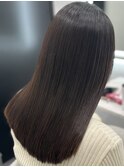 ミディアムヘアーチョコレートカラー縮毛矯正髪質改善　赤坂見附