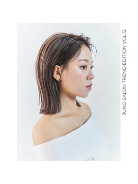 ジュノヘアージャパン 表参道(JUNO HAIR JAPAN) 韓国ヘア タッセルボブ ハイライト グレージュ 縮毛矯正 前髪