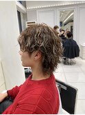 ハイライト×波巻きパーマ×ウルフ