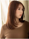 ウォームブラウン艶感ストレート美髪レイヤーA9上尾20代30代40代
