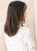 黒髪ダークアッシュ小顔セミロングレイヤーカットY上尾30代40代