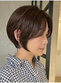 ショートカットショートボブハンサムショートグレージュカラー