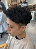 波巻きパーマメンズパーマメンズヘアツーブロックツイストパーマ