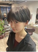 大人ショートボブ丸みショートカットマッシュショート前髪あり