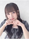 ヘアアレンジハーフツインアイドルぱっつん前髪