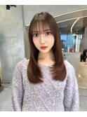 ブリーチなし 前髪縮毛矯正 オージュア レイヤーカット