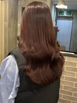 トレヘアー 京都 烏丸(tRe hair) ロングレイヤー　レッドグラデーション